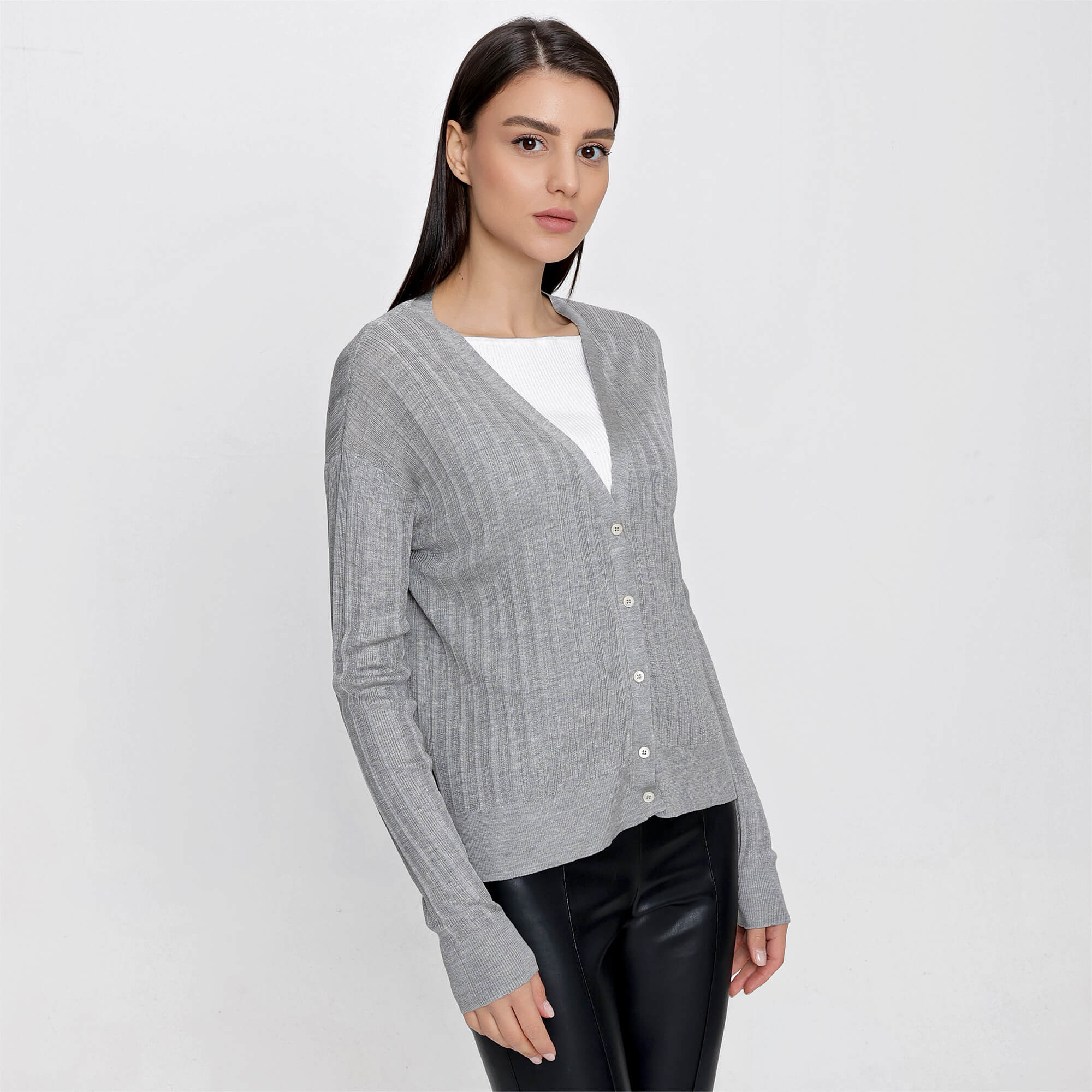 Prada - Grey Slit Sides Detail Cardigan